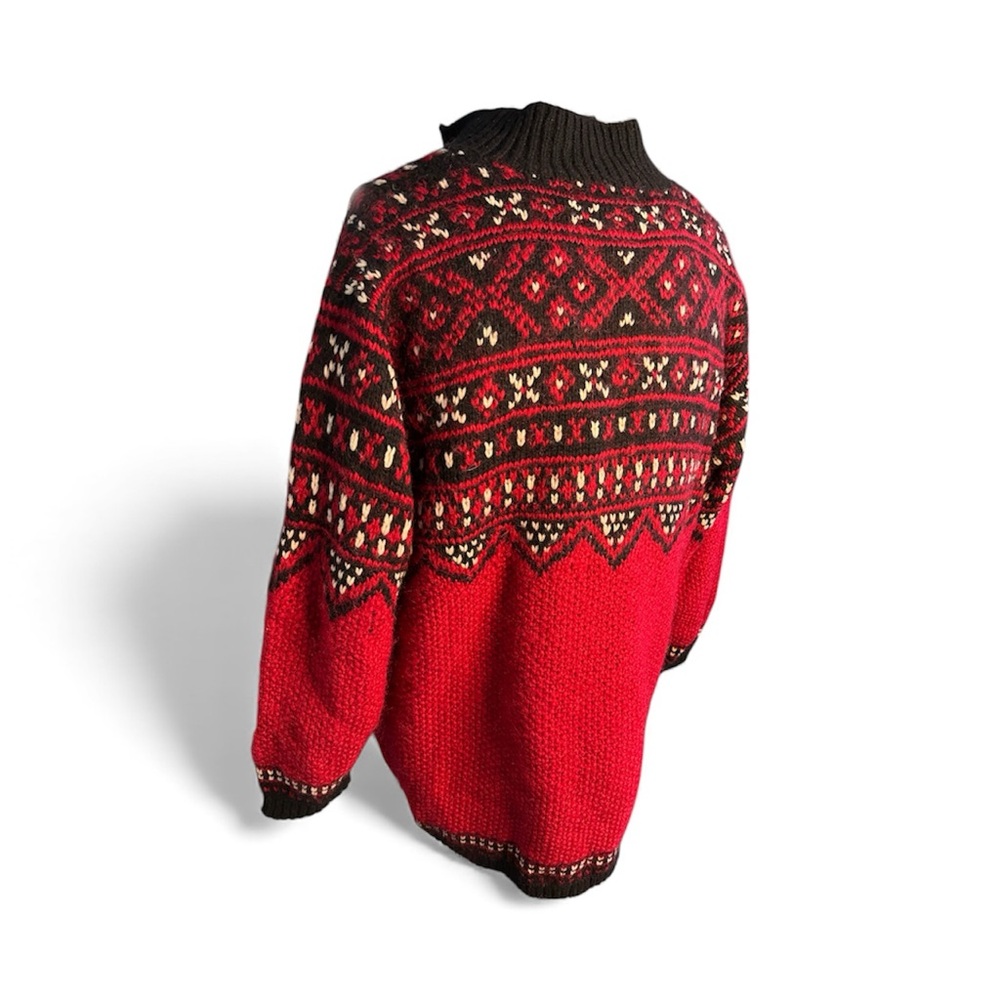 Fair Isle Half-Zip Sweater Mens Nordic Ski Lodge Wool Blend Cold Weather Large - Picture 5 of 14